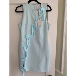 Cinq à Sept Light Blue Dress with Bow Accents. New with tag